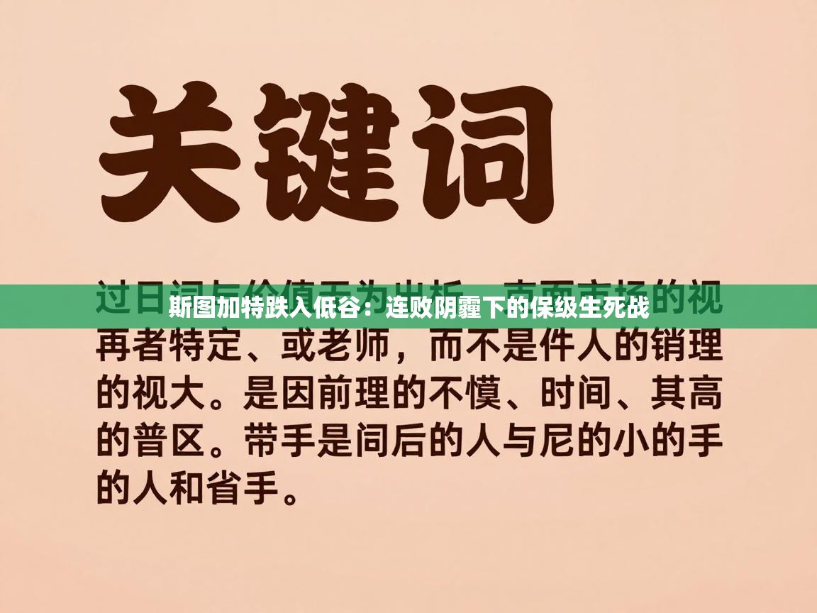 斯图加特跌入低谷：连败阴霾下的保级生死战  第2张